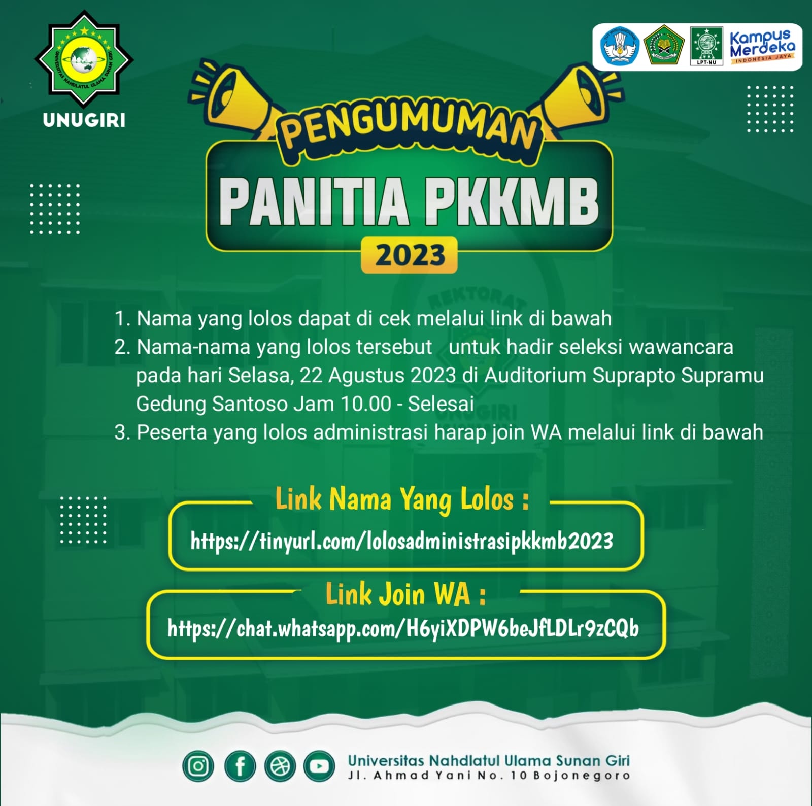 Tes Wawancara Recruitment Panitia PKKMB 2023