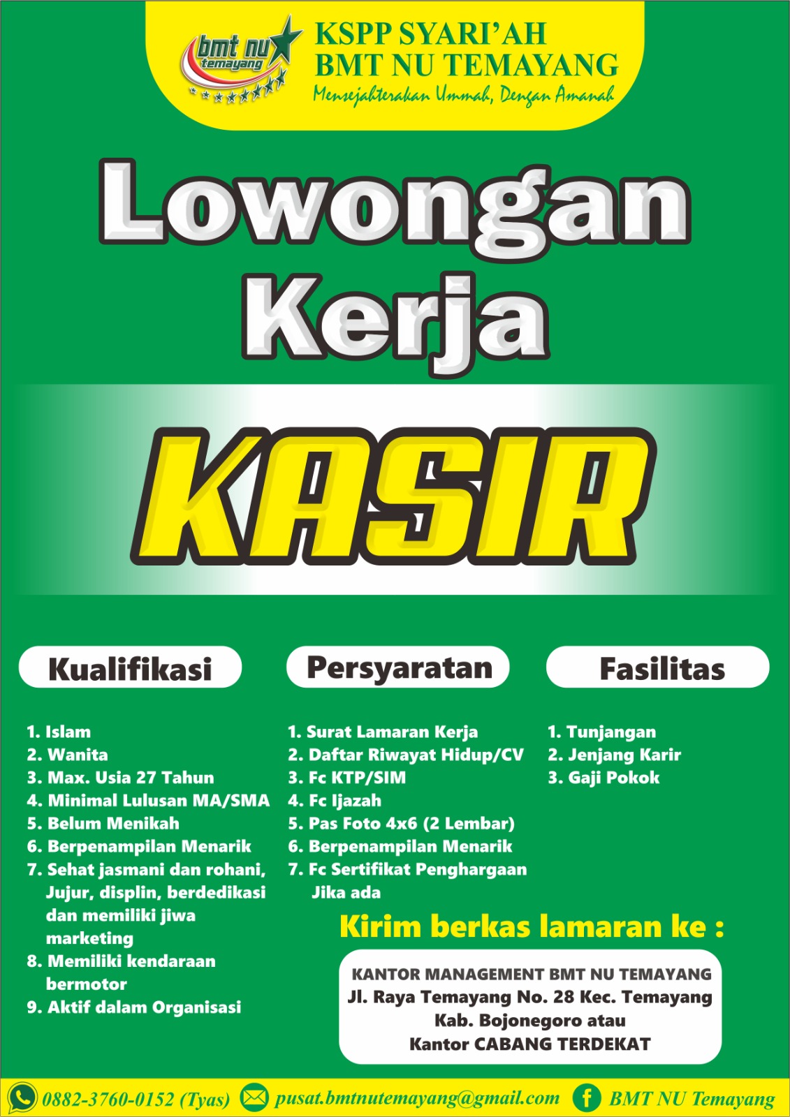 Lowngan Pekerjaan BMT NU Temayang 